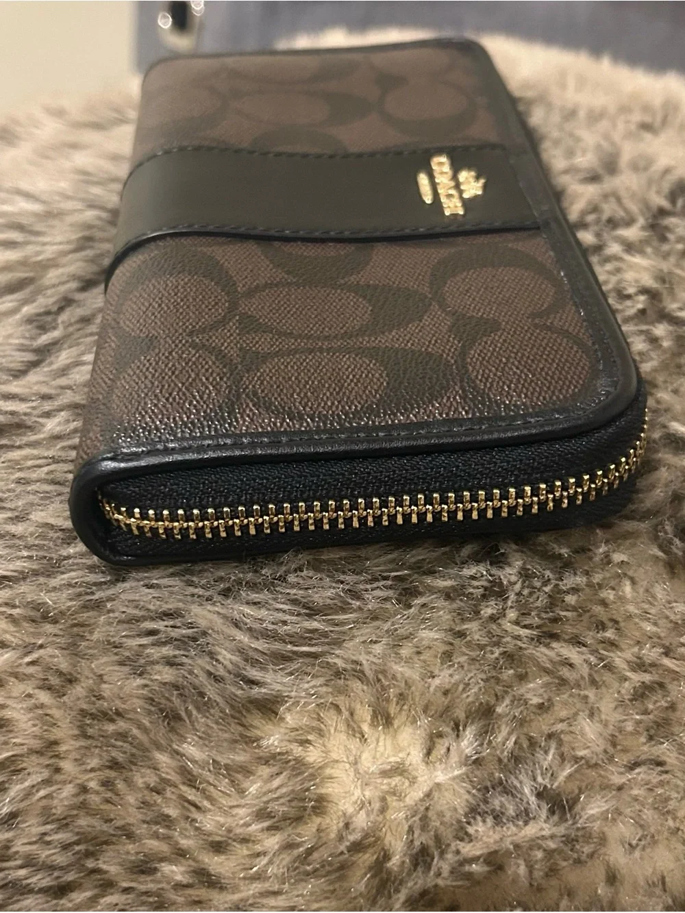 Coach Signature Canvas Accordion Zip Wallet G1730 F54630 - Brown/Black